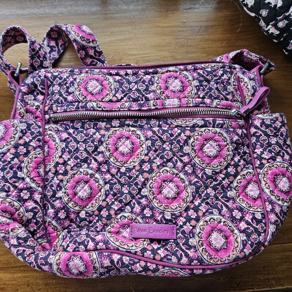 Vera Bradley Pink and Purple Quilted Crossbody Bag